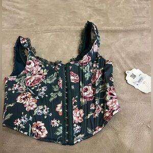 Altar'd State Floral Ruffle corset Top